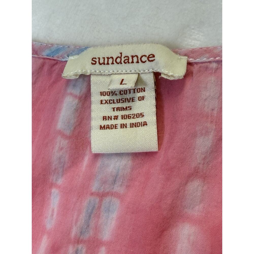 SUNDANCE Tunic Women’s Sz L Dreaming In Color Beaded Tie Dyed Coverup Flaws - Picture 4 of 12